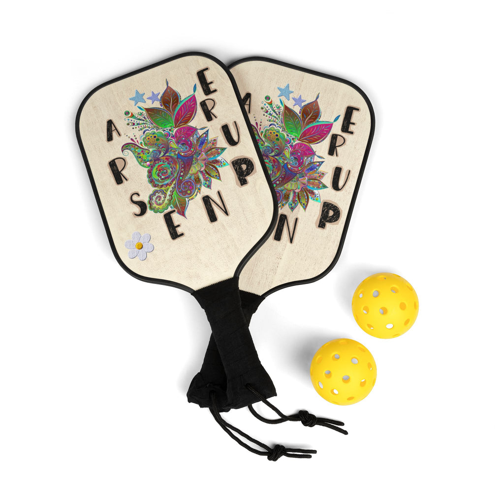 Pickleball Raket Seti — Çiçekli Yılan Desenli Pickleball Kiti 