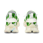 Women's Mesh Sneakers — Green Fuzzy Grin Pattern Athletic Shoes