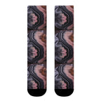 Marbled Agate Crew Socks — Pink & Gray Abstract Sublimation Design