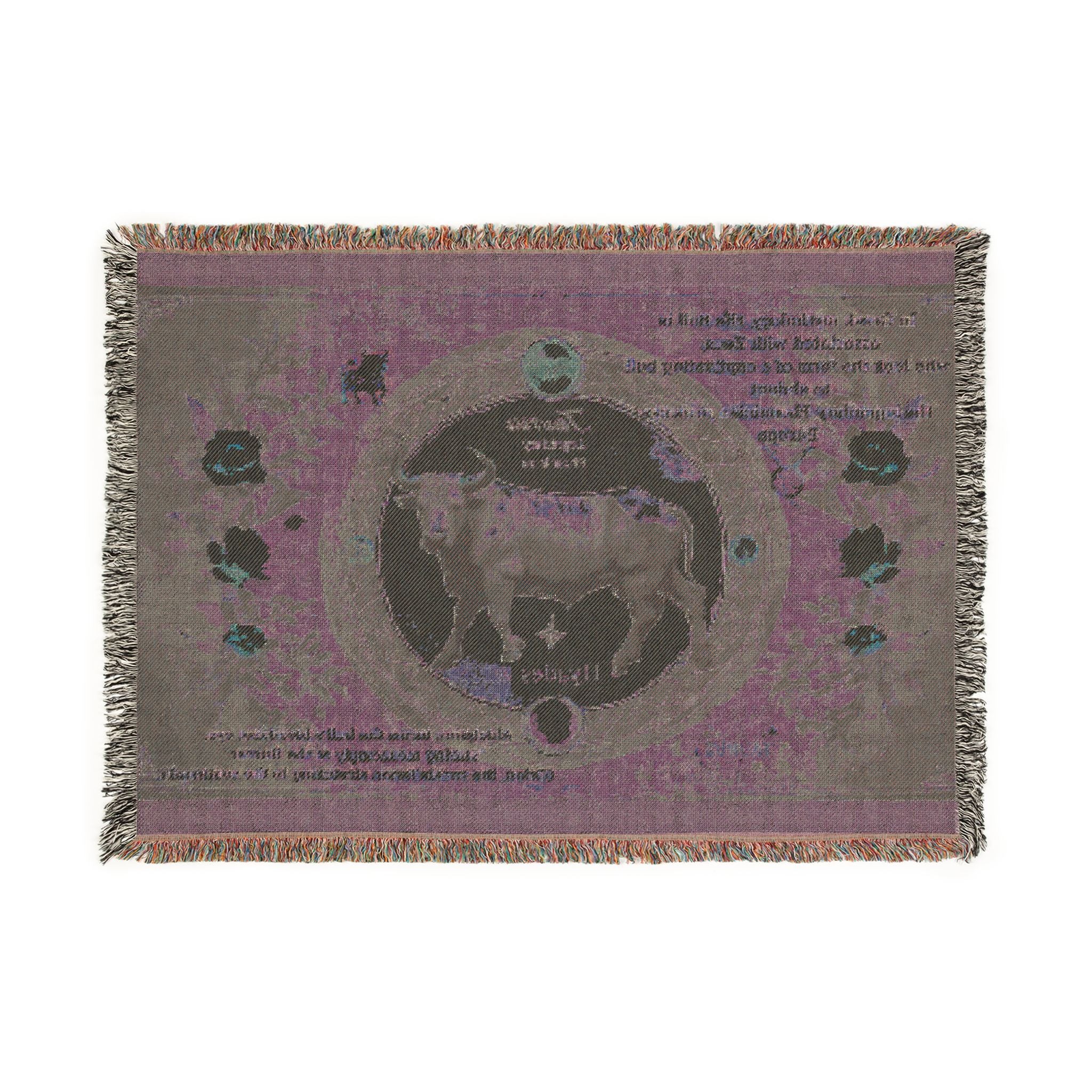 Vintage Zodiac Taurus Woven Blanket — Astrological Bull Throw