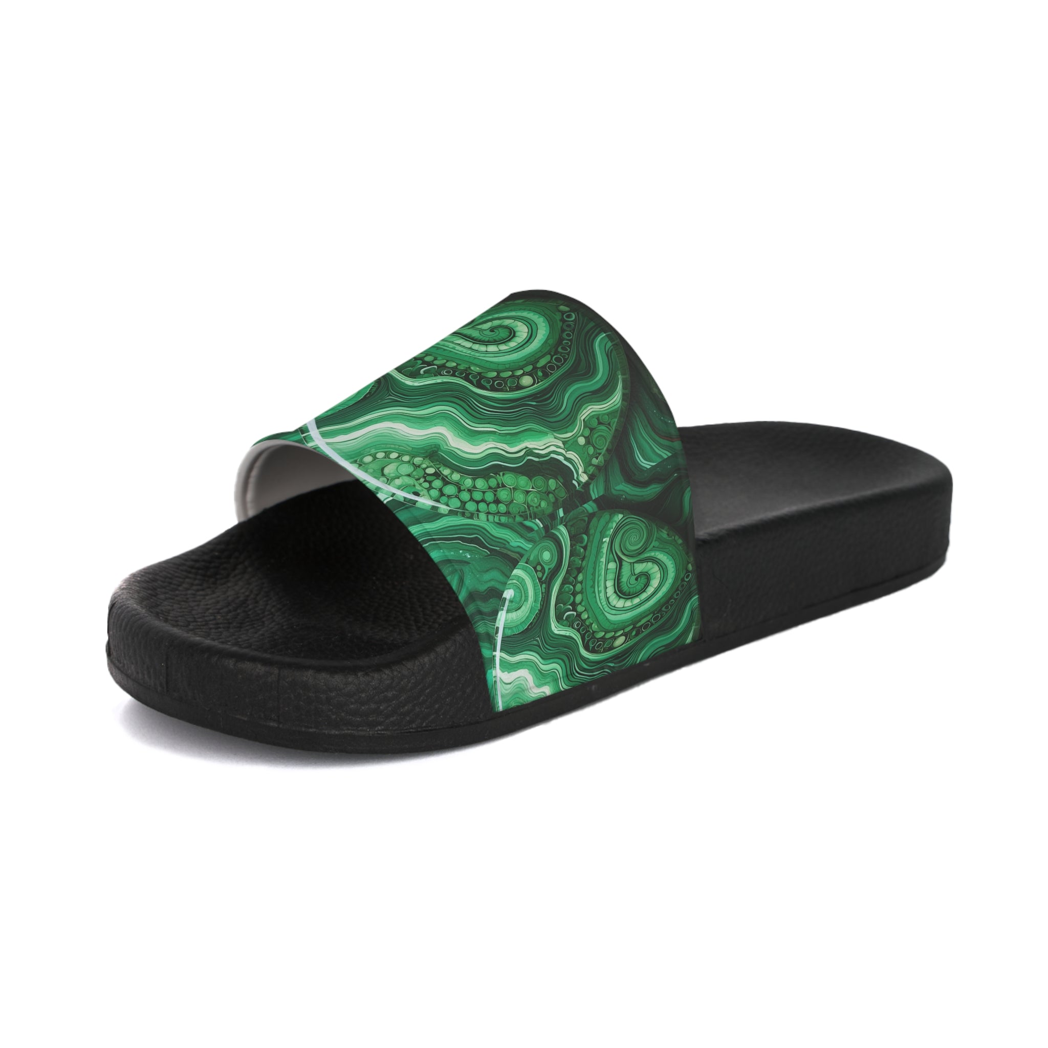 Slide Sandals — Green Malachite Pattern Slides