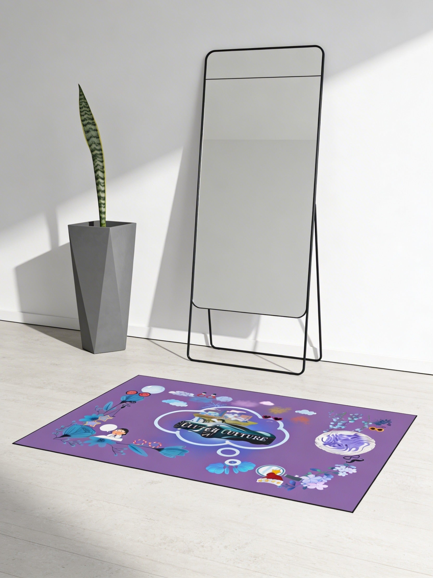 Garden Culture Floor Mat | Whimsical Purple Design