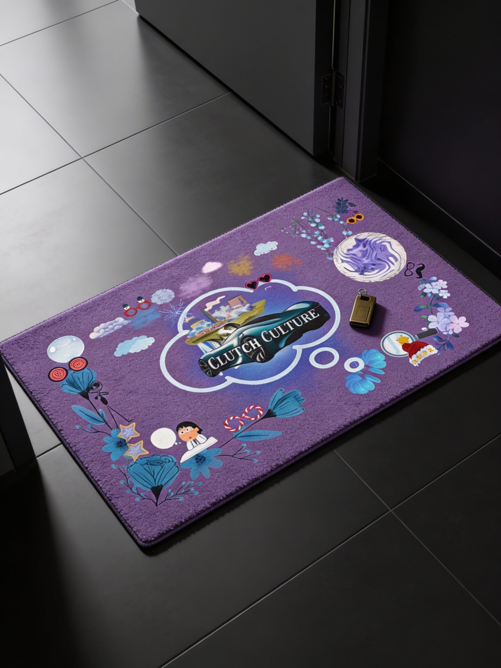Garden Culture Floor Mat | Whimsical Purple Design