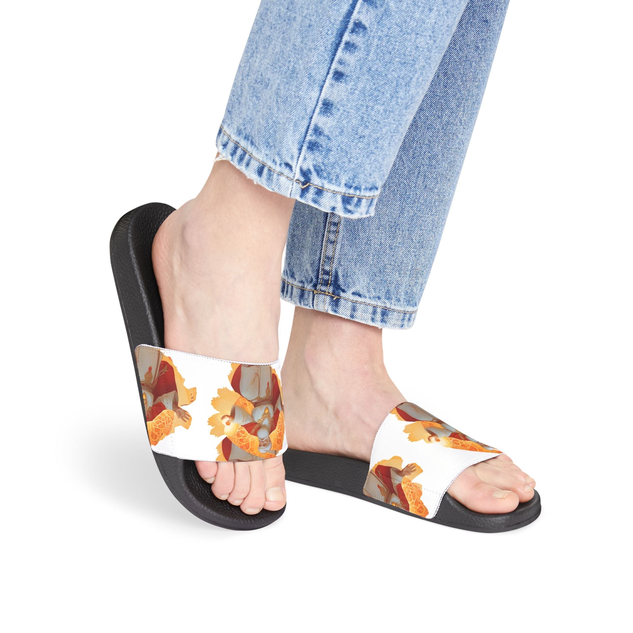 Ganesha Graphic Slide Sandals — Women's Removable‑Strap Hindu Devotional Slides