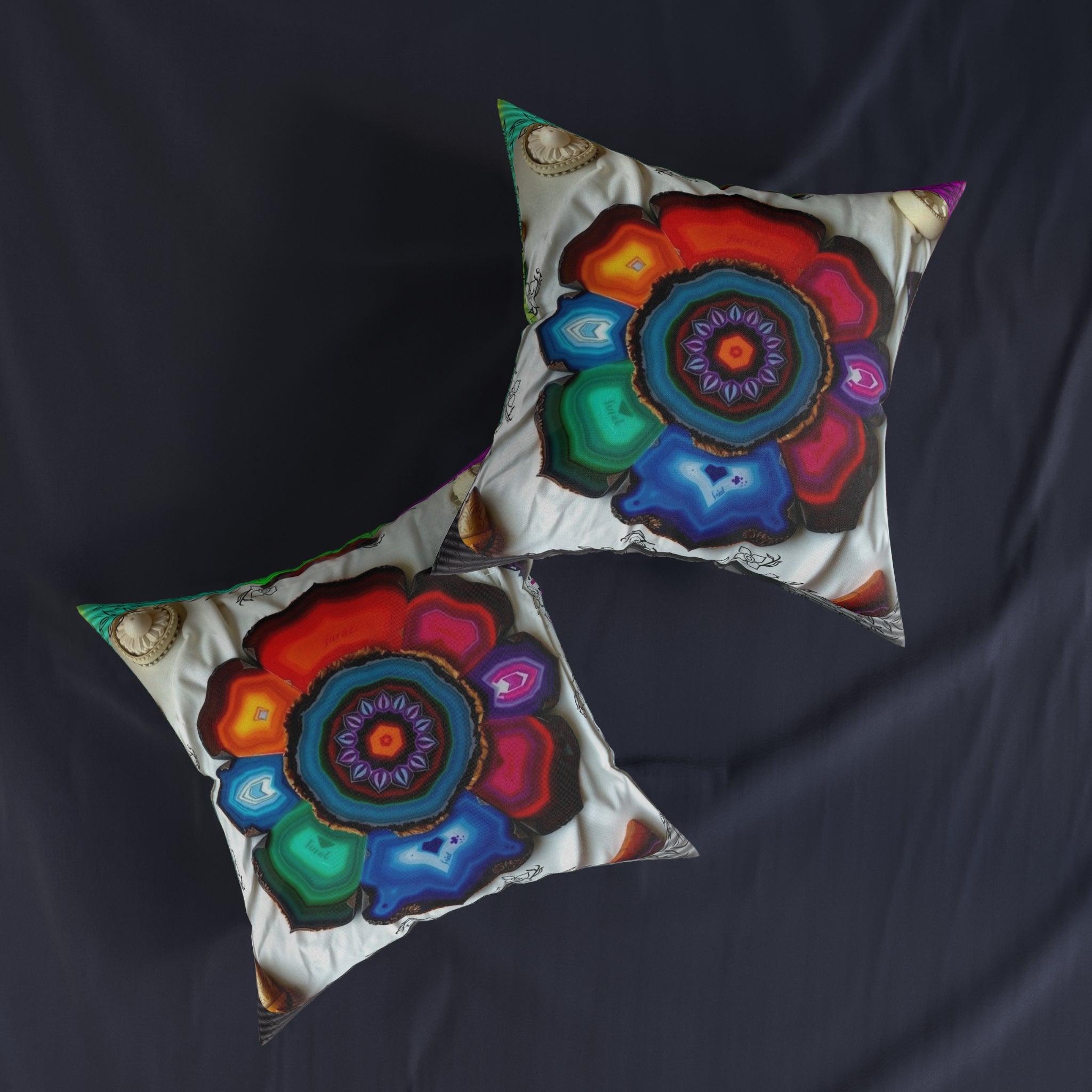 Earth's Heartbeat Agate Pillow