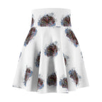 Abstract Smoke Floral Skater Skirt — White All-Over Print