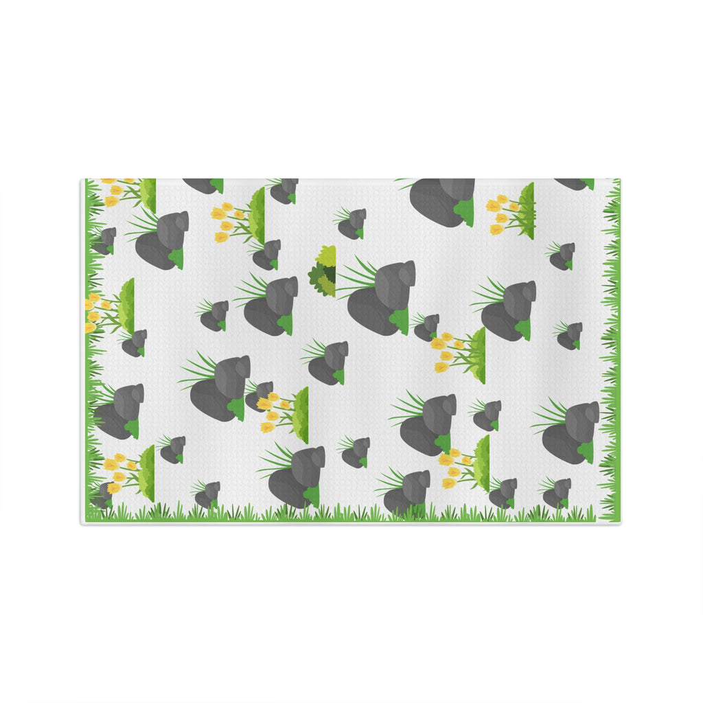 Minimal Grass & Rock & Chrysanthemum Microfiber Towel