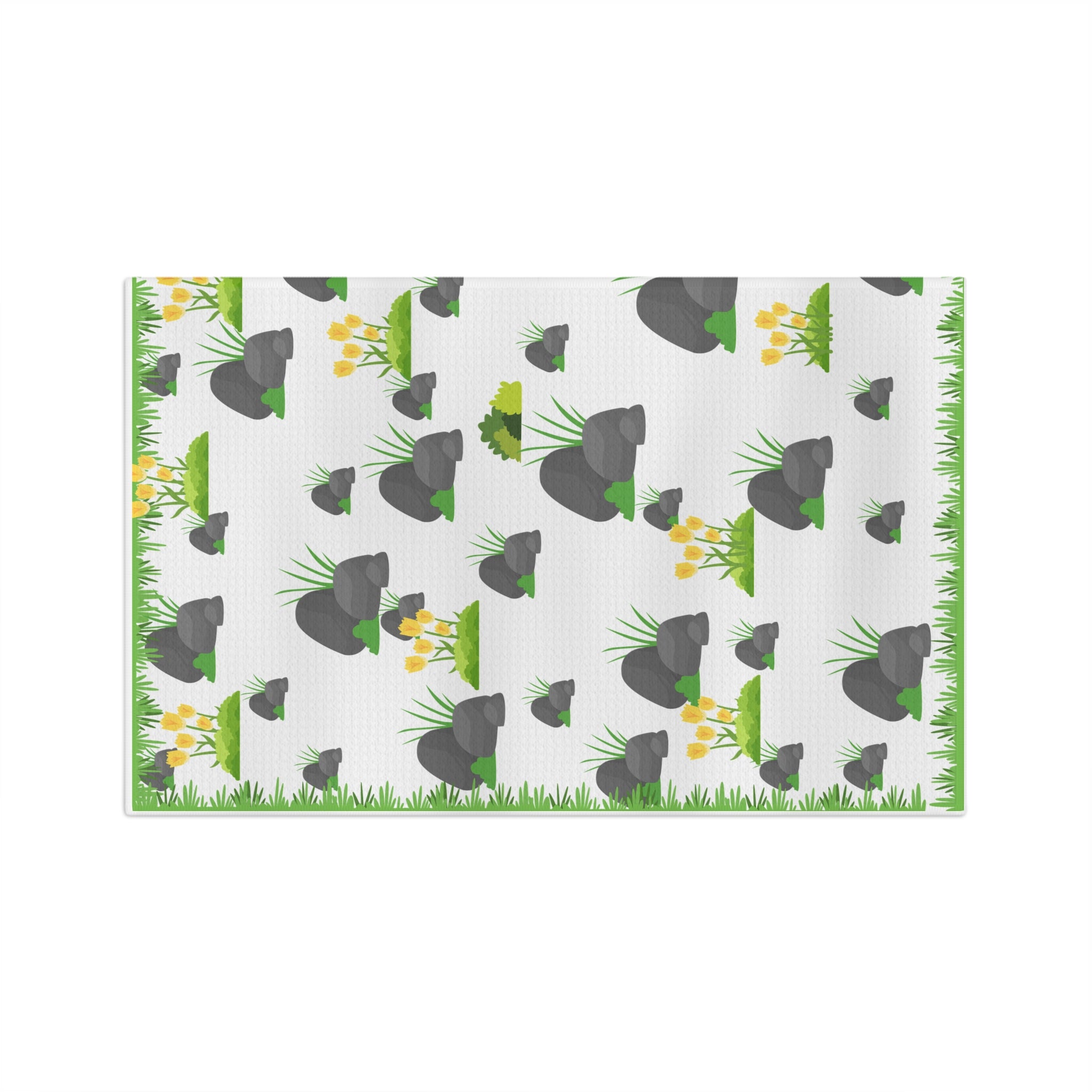 Minimal Grass & Rock & Chrysanthemum Microfiber Towel