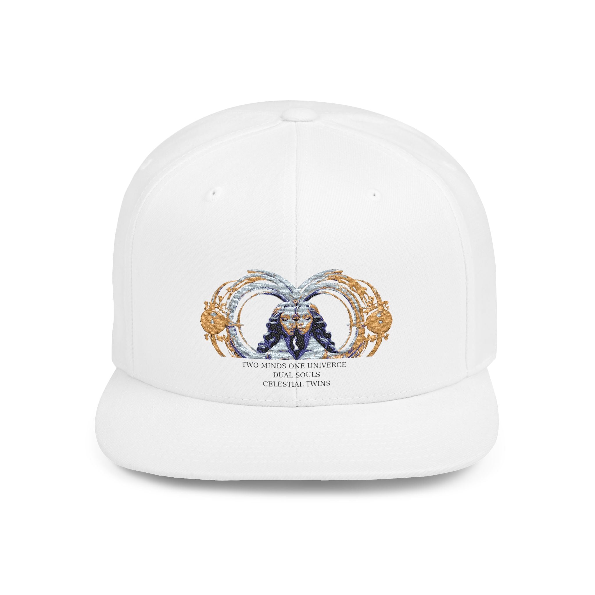 Flat Bill Snapback Hat — Ornate Crab Crest Embroidered Cap
