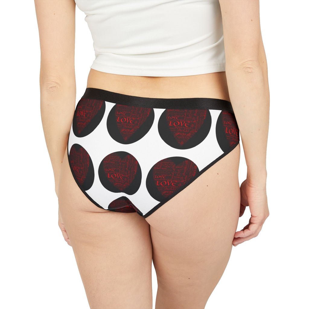 Women's Bikini Underwear — Black Polka Dot 'Love' Print