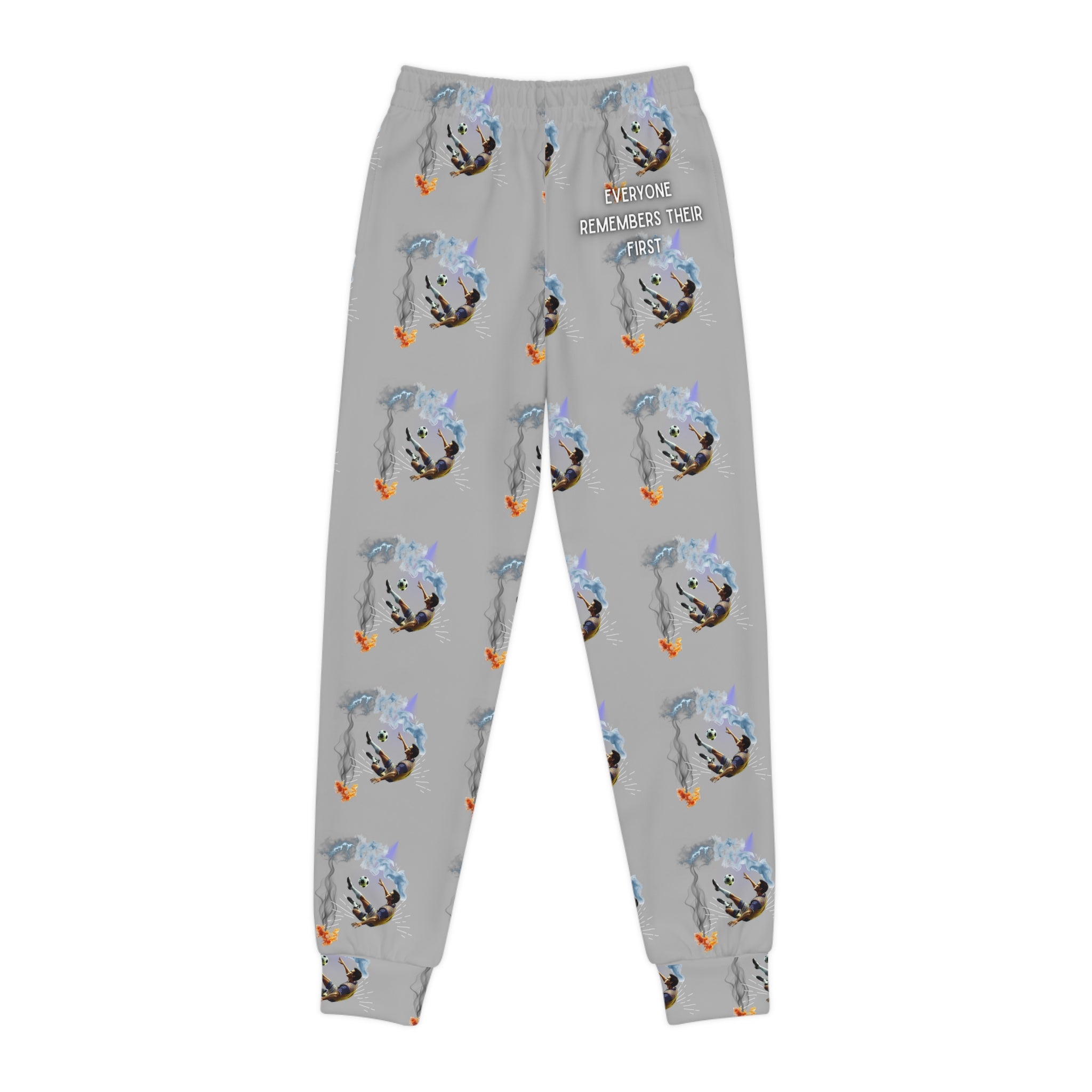 Youth Joggers — Grey All-Over Print Shark Pattern Sweatpants ("Shark Snack")