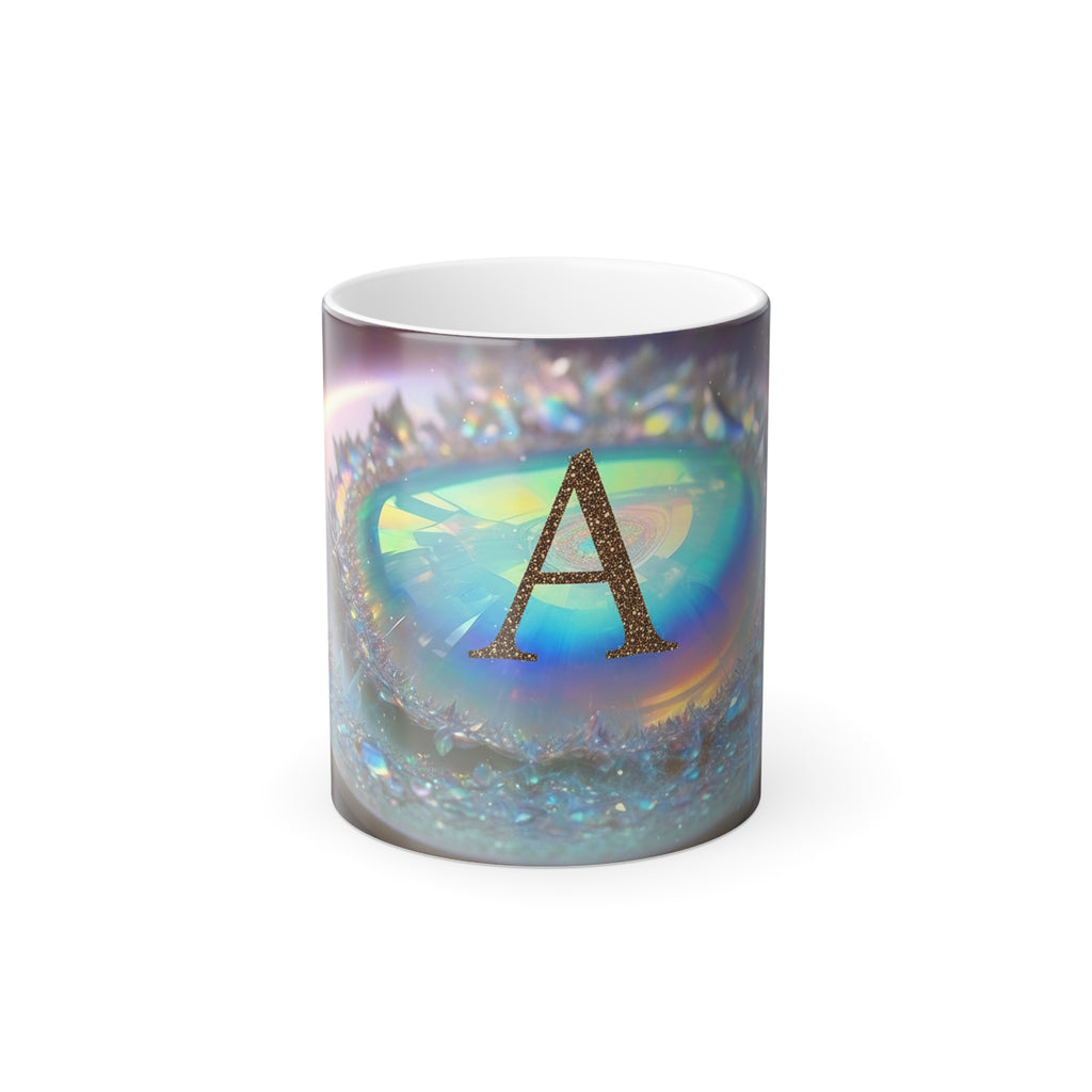 Holographic Initial 'A' Color-Changing Mug