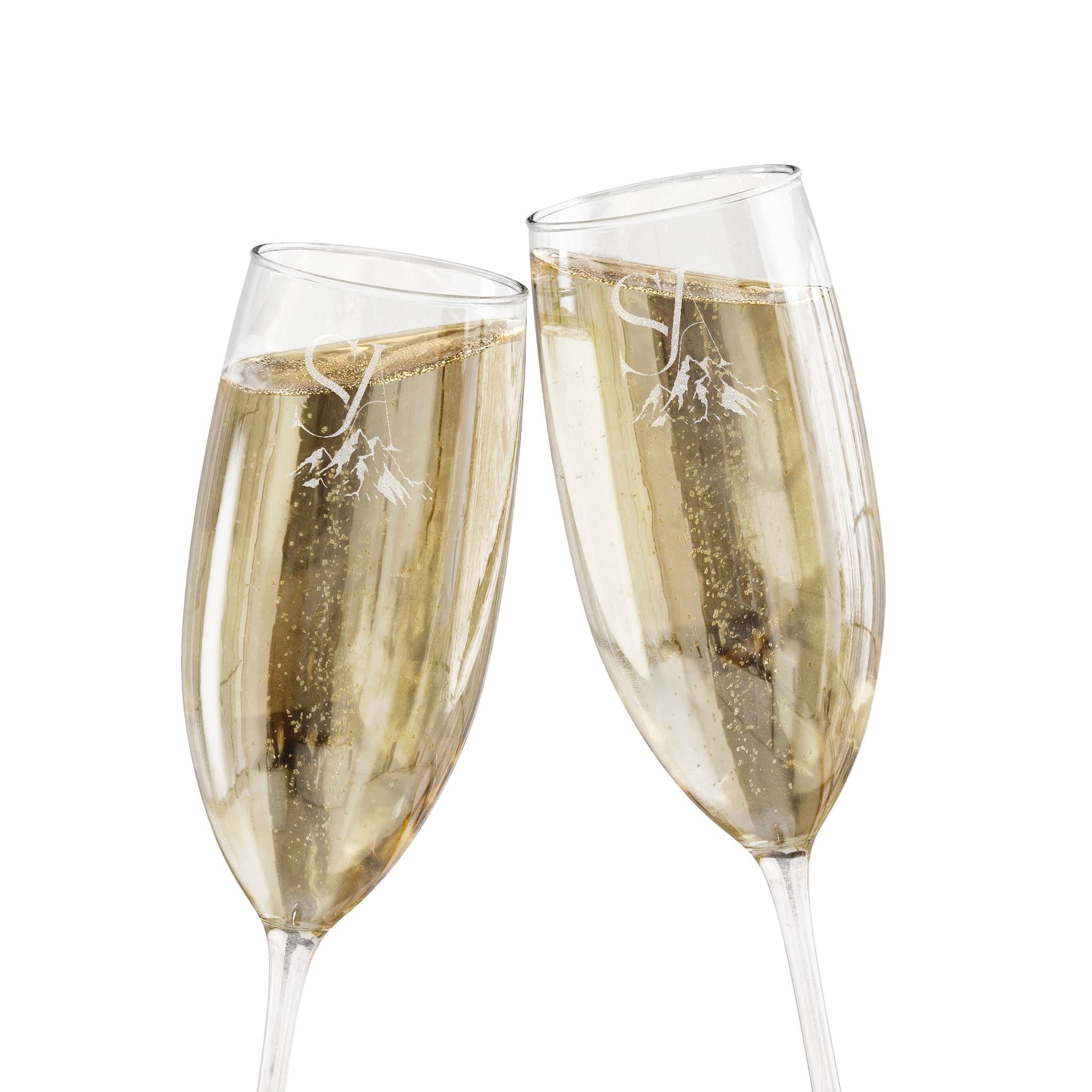 Mountain Peak Engraved Champagne Flute | 8oz Summit Glass