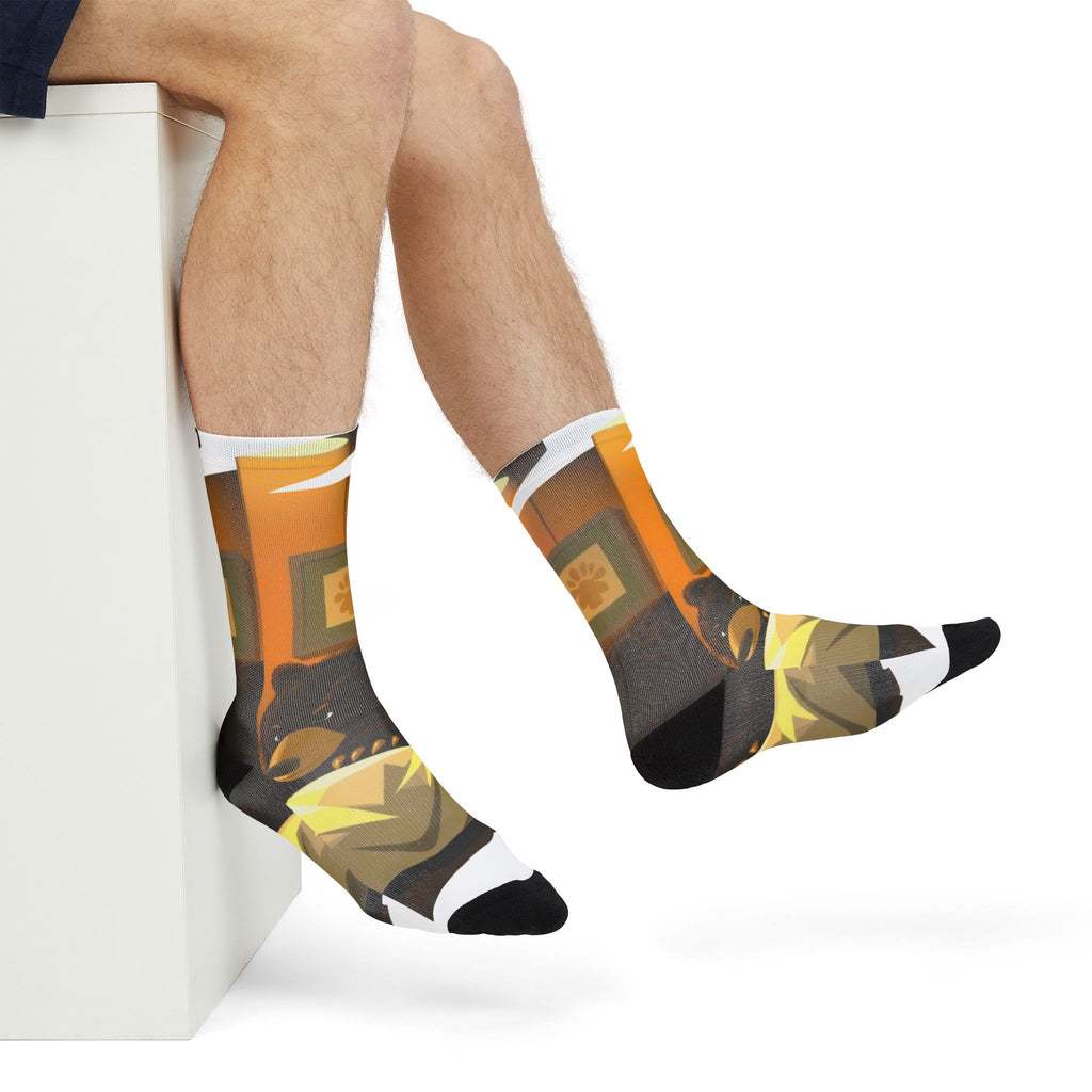 Cozy Bear Crew Socks — Sublimated Graphic Cabin Socks