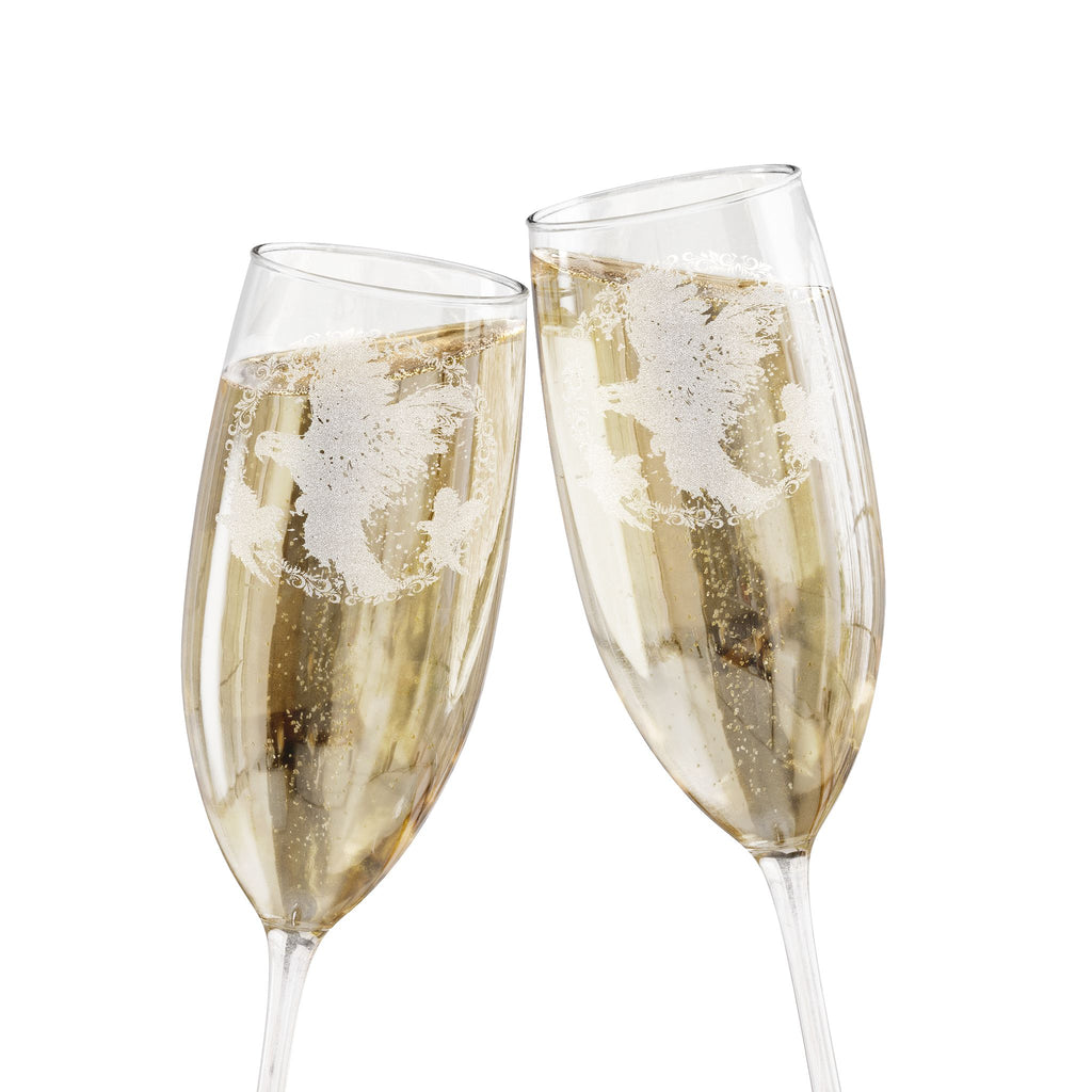 Bird Engraved Champagne Glass | 8oz Luxury Flute