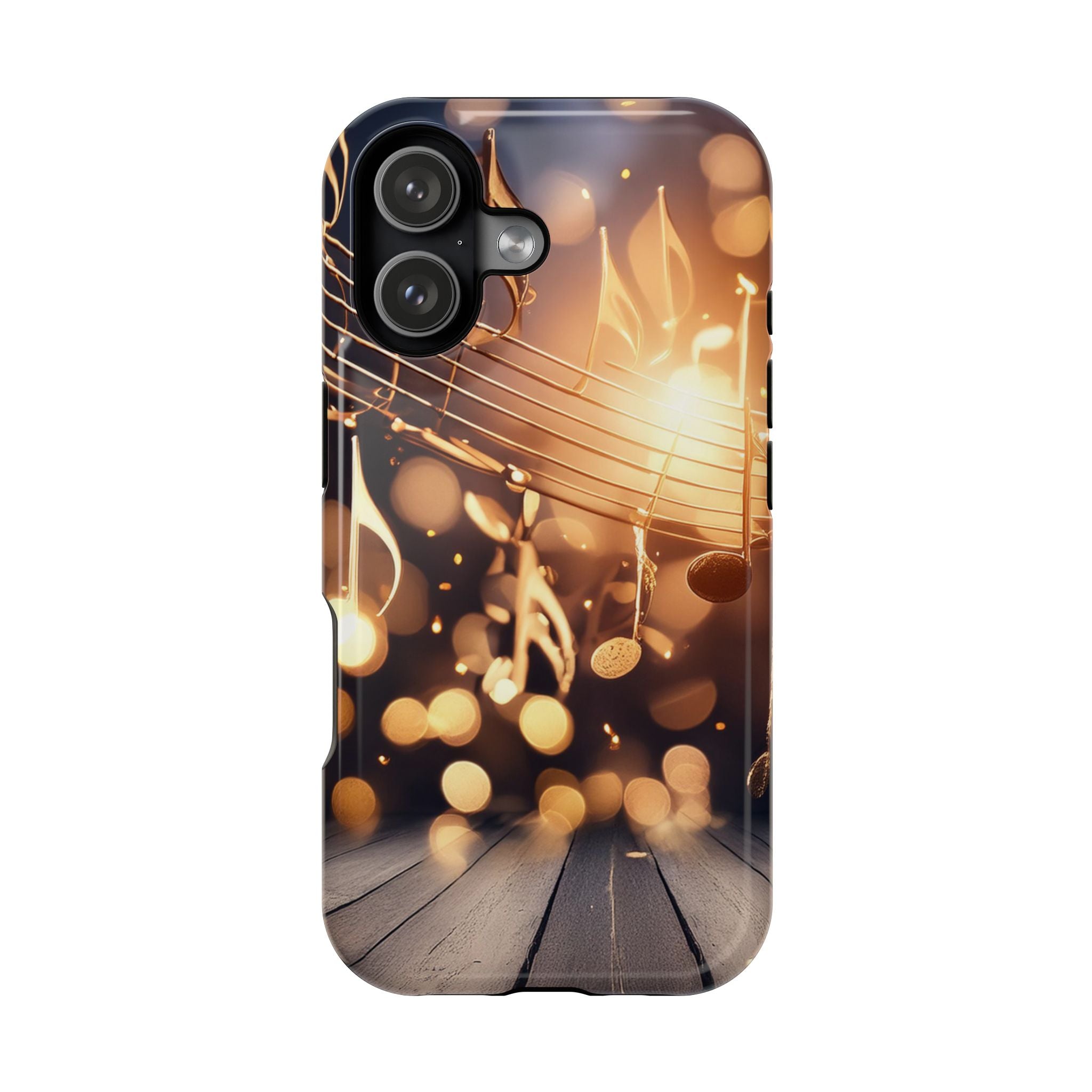 Magnetic Impact-Resistant Phone Case — Golden Music Notes Design