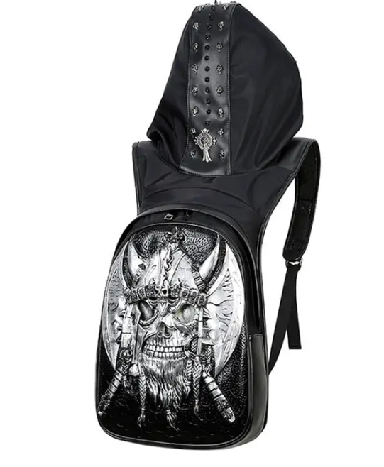 3D Backpack Unisex Ghost Skull Backpack Glow In The Dark Fashion Rivets Large Capacity Laptop Travel Backpack With Hat