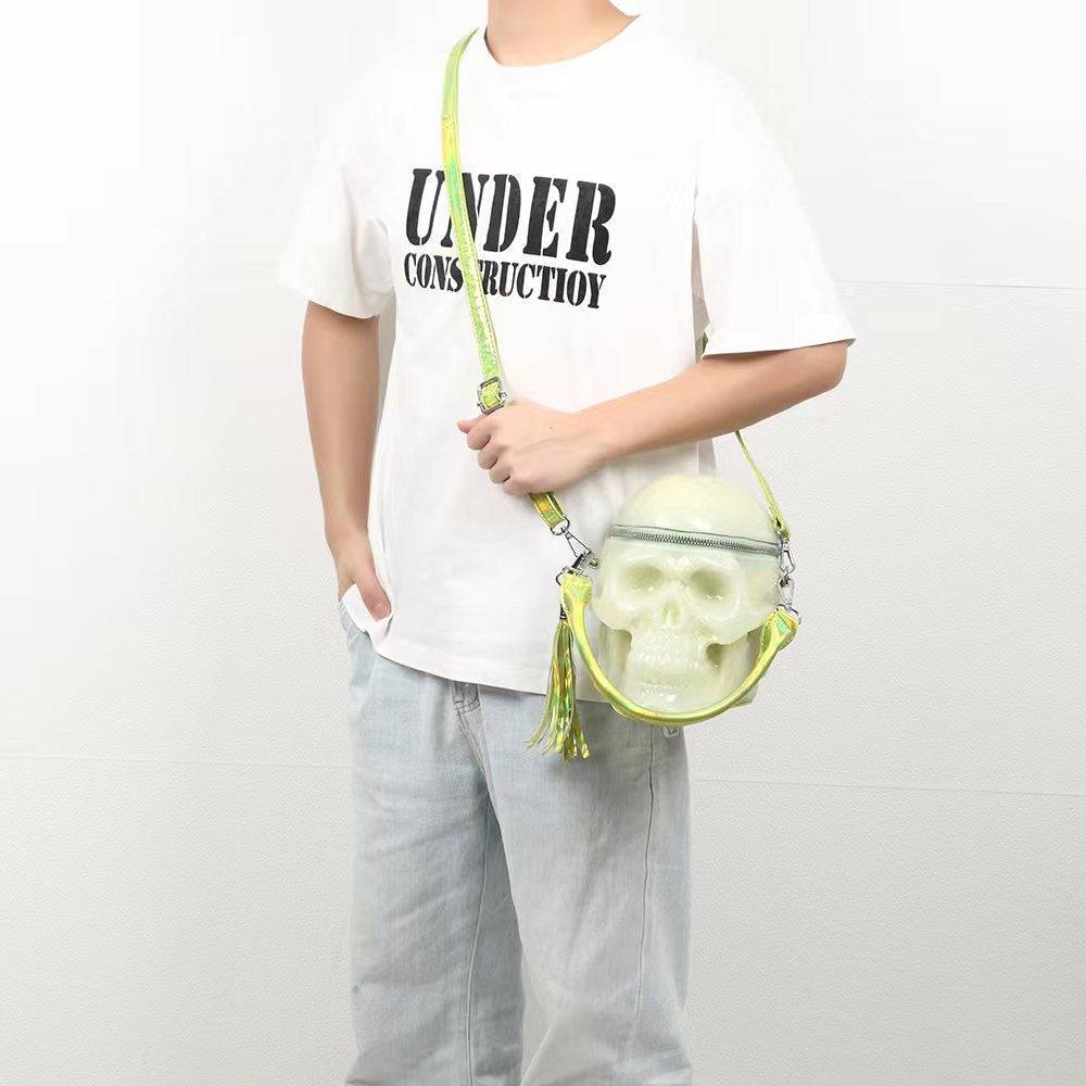 3D Bags Skull Gel Cross Body Handle Bag Glow-in-the-dark Mini Shoulder Handbag - Hidden-Gems
