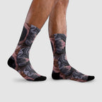 Marbled Agate Crew Socks — Pink & Gray Abstract Sublimation Design
