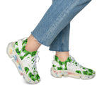 Women's Mesh Sneakers — Green Fuzzy Grin Pattern Athletic Shoes