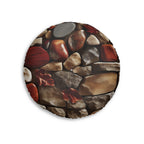 Autumn River Stone Floor Cushion — Tufted Round Meditation Pillow