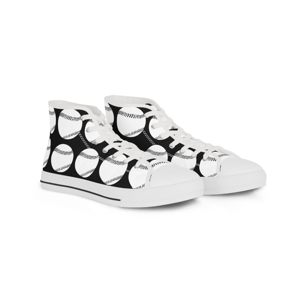 Baseball Pattern High Top Sneakers — Men’s Athletic Canvas Shoes