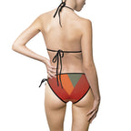 Women's Tie-Side Swimsuit with Warm Sunset Blocks