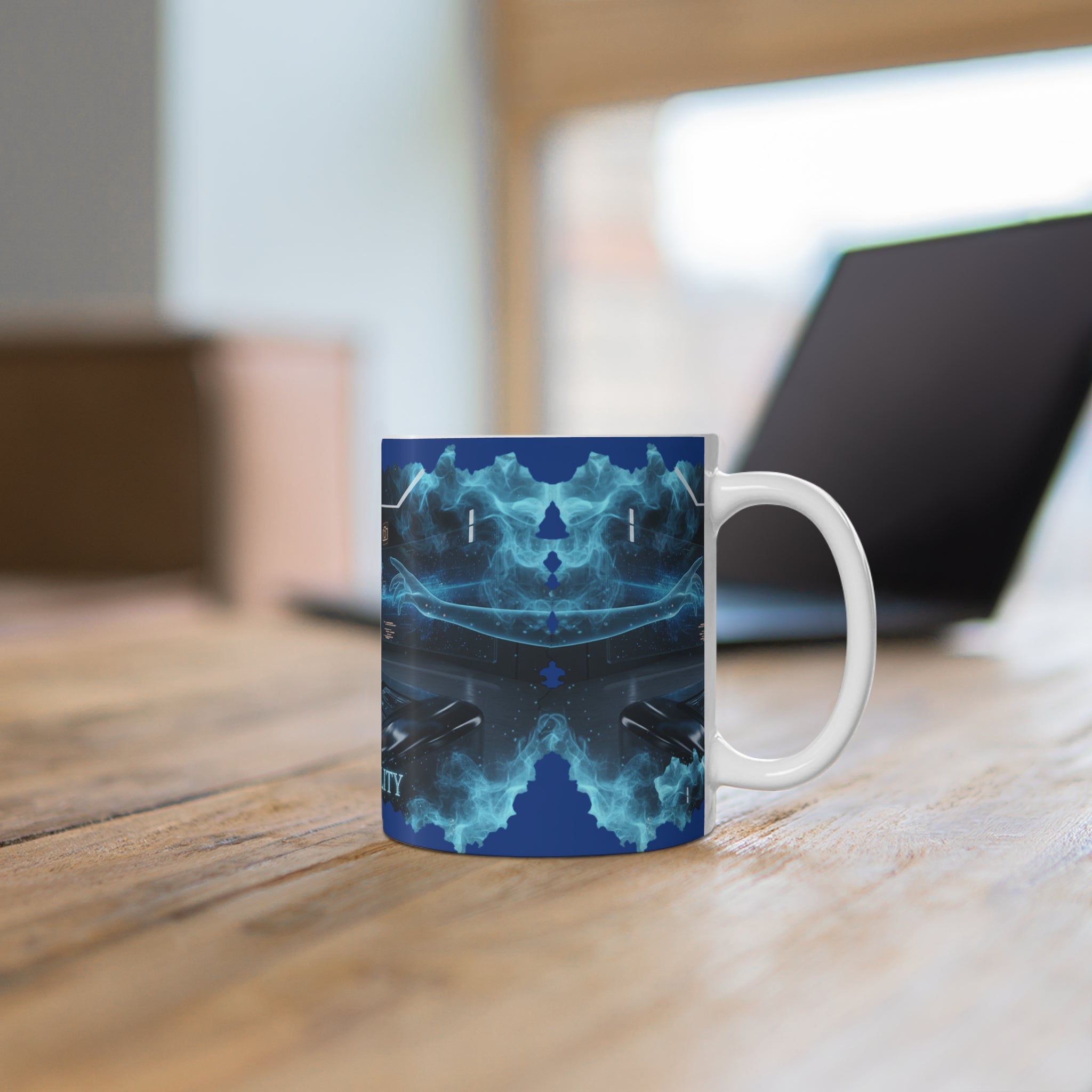 Digital Reality Mug — Futuristic Hologram Globe Coffee Cup