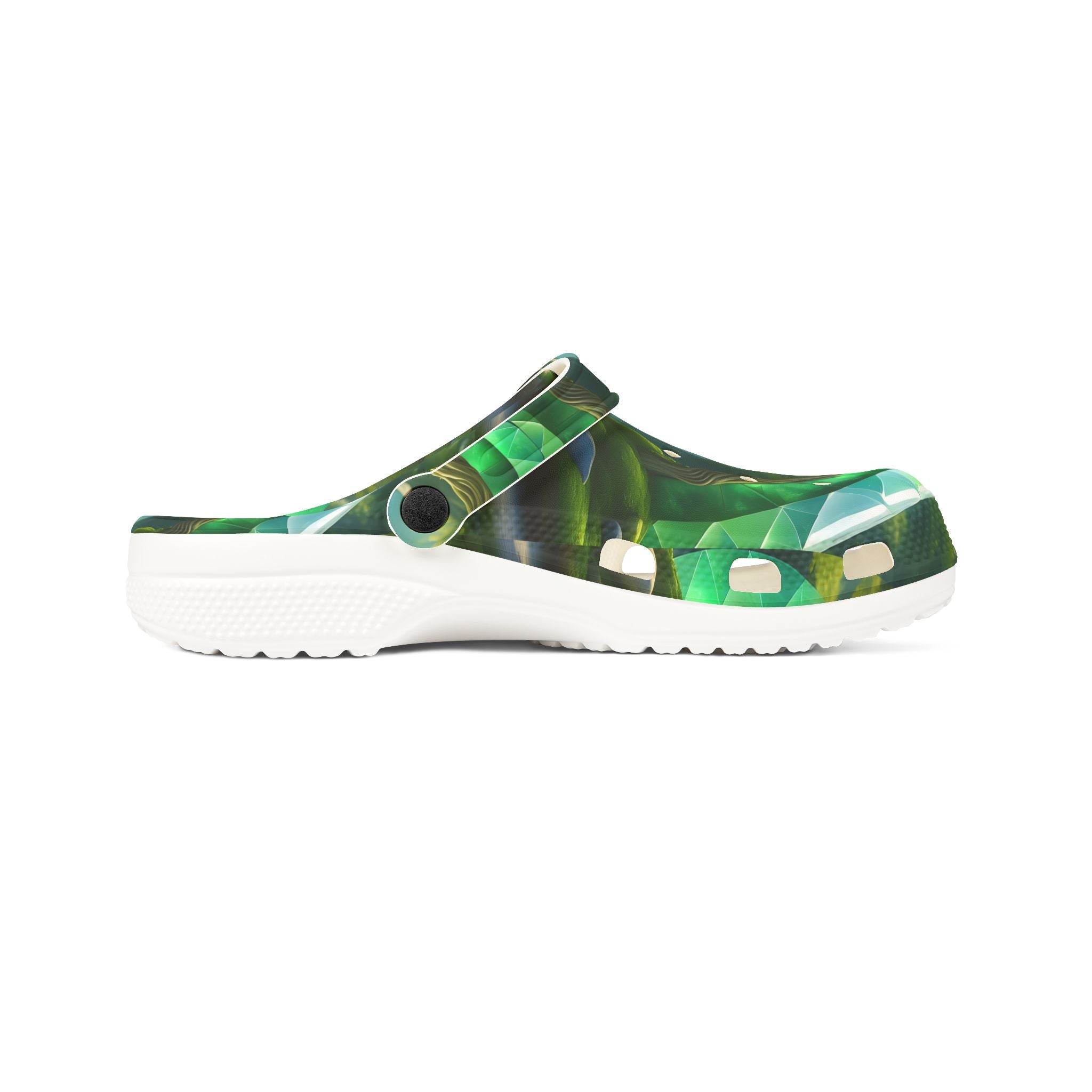 Green Tropical Leaf EVA Foam Clogs — Lightweight Garden & Beach Slip-On Shoes
