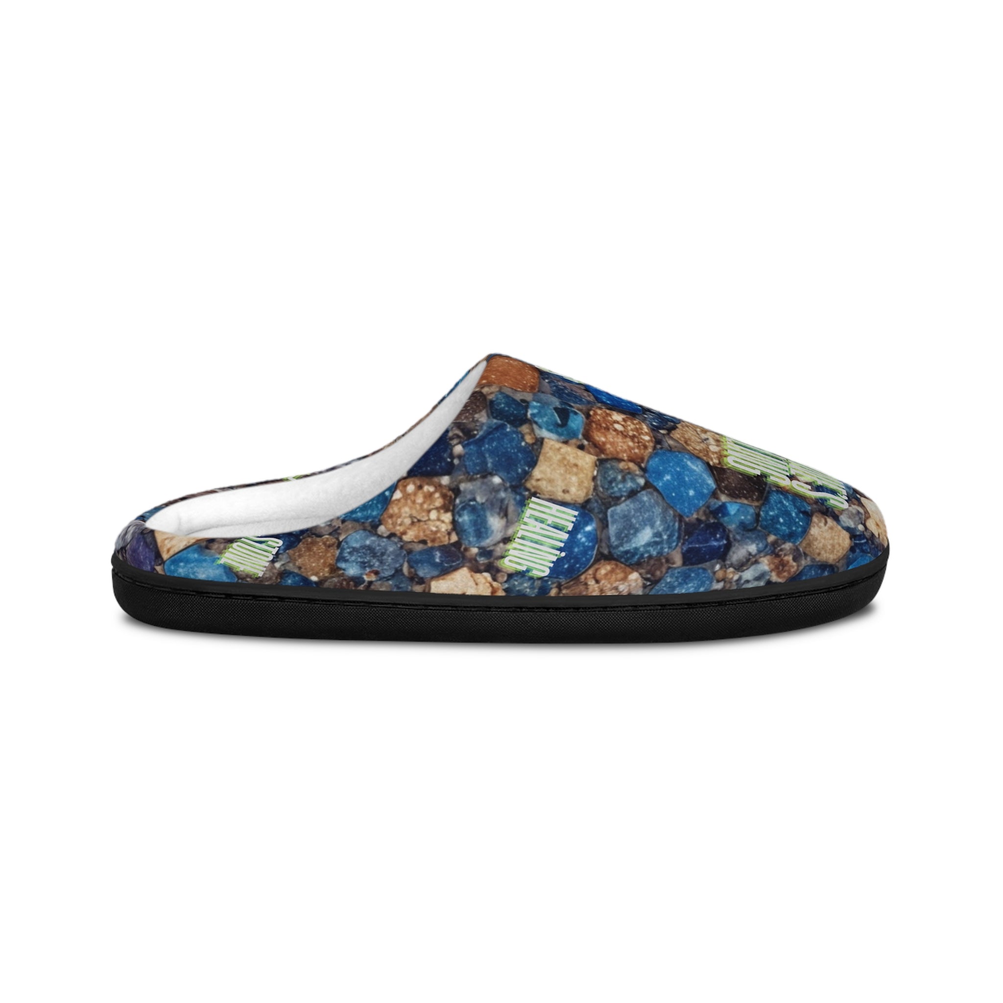 Gemstone Pattern Women’s Indoor Slippers — Cozy Blue & Copper Mosaic