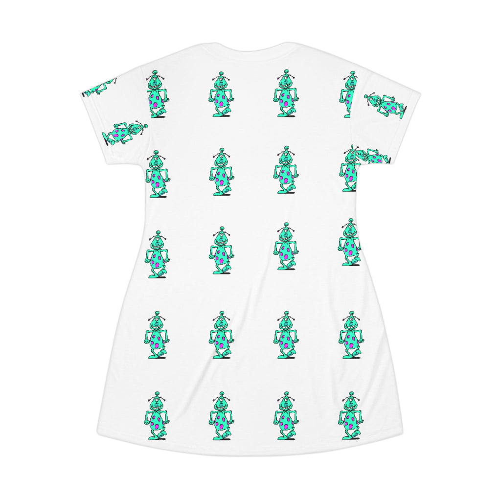 Robot Pattern T-Shirt Dress