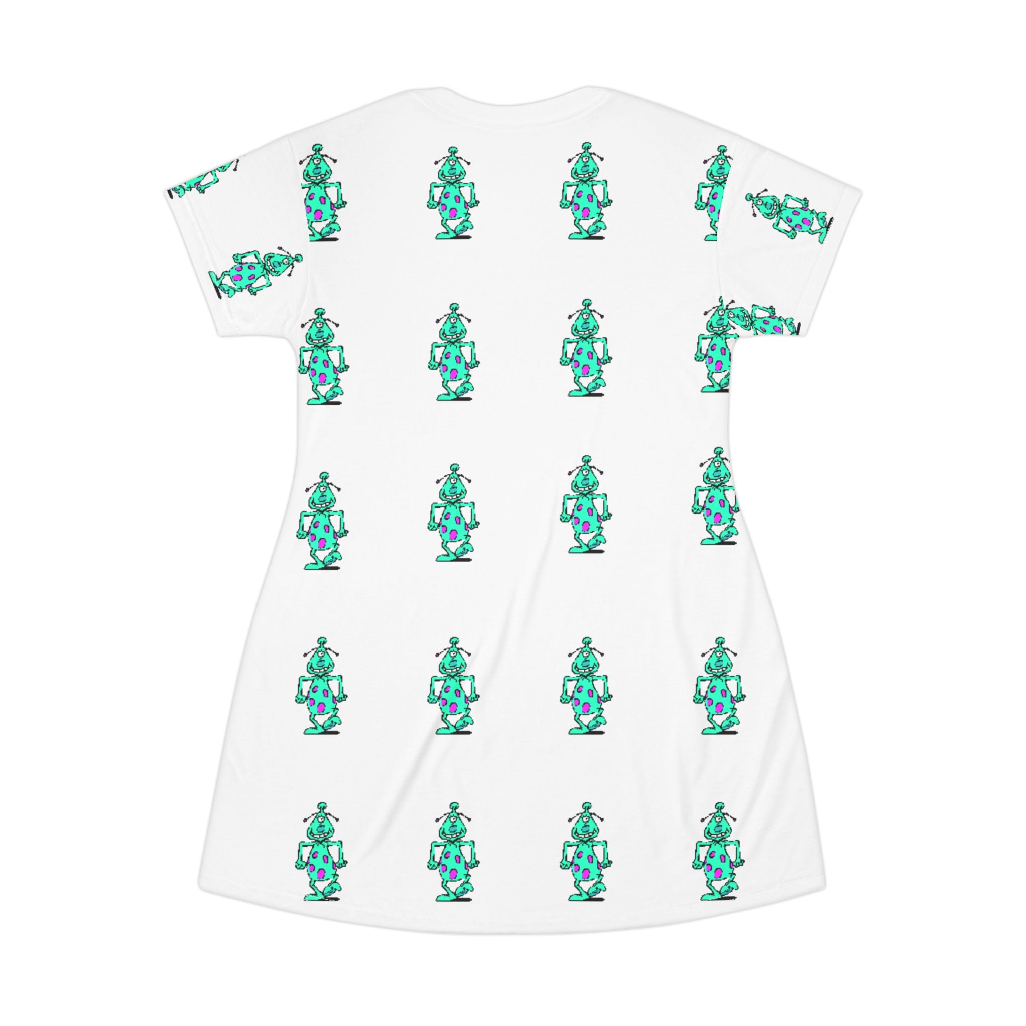 Robot Pattern T-Shirt Dress