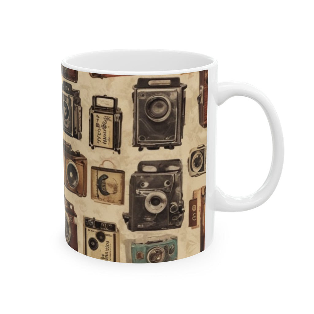 Vintage Camera Pattern Ceramic Mug