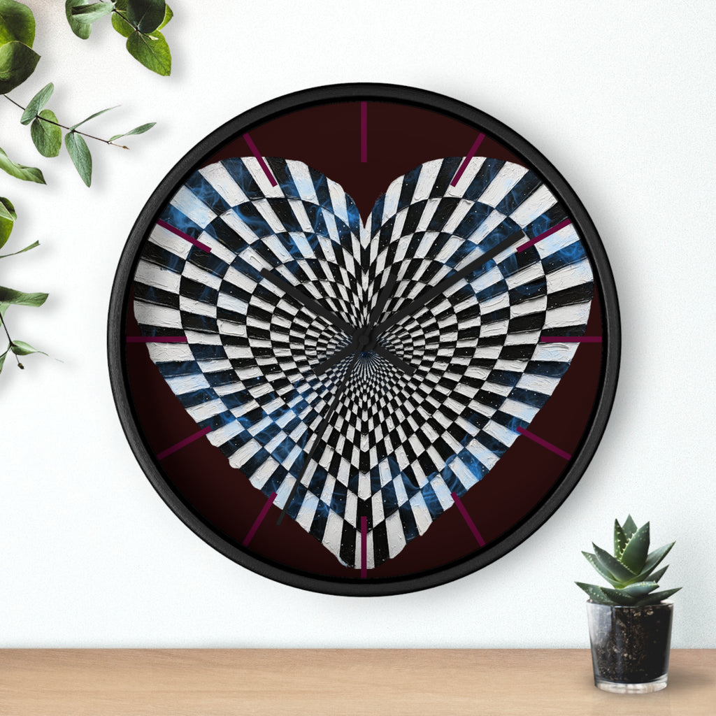 Optical Heart Wall Clock —Checkerboard Illusion