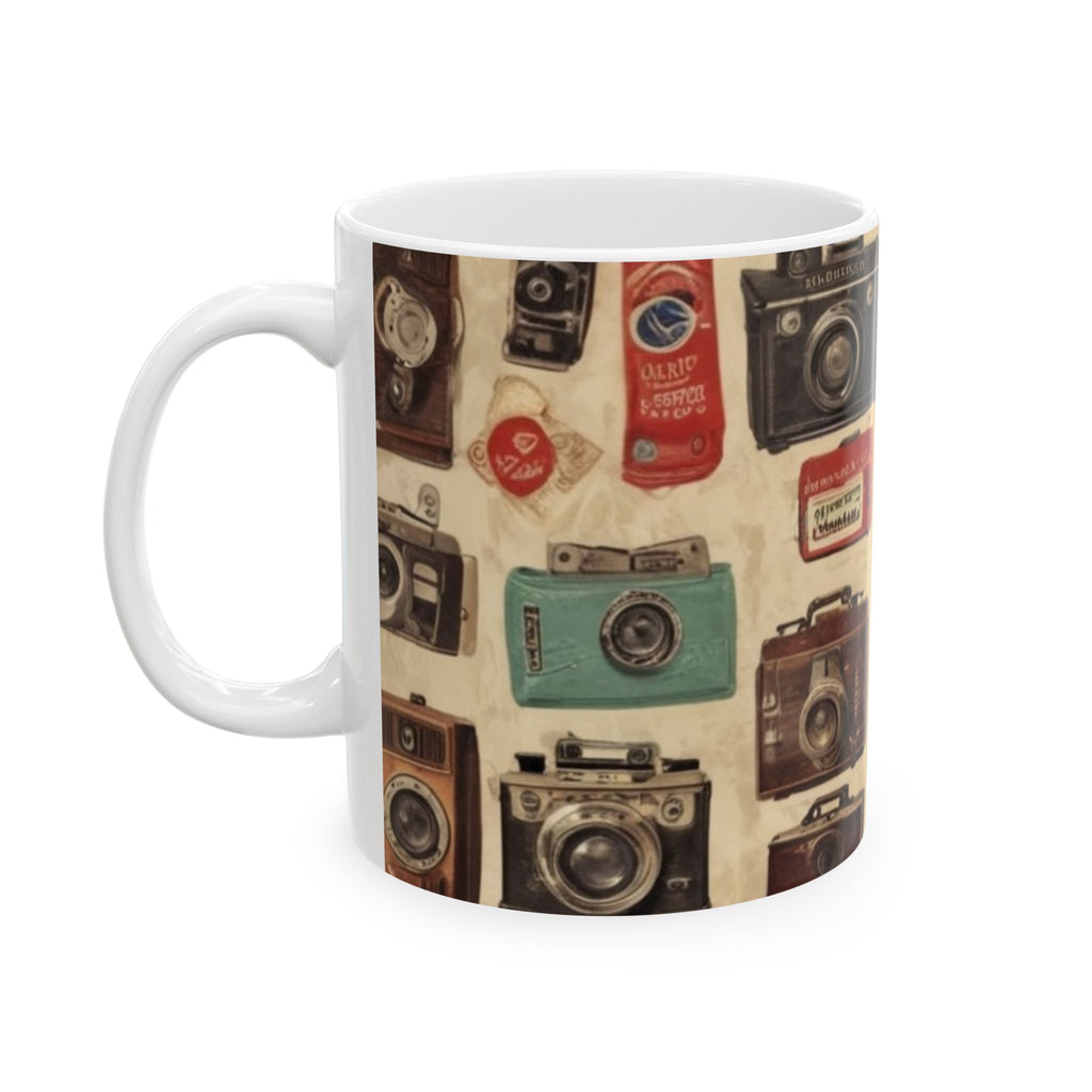 Vintage Camera Pattern Ceramic Mug