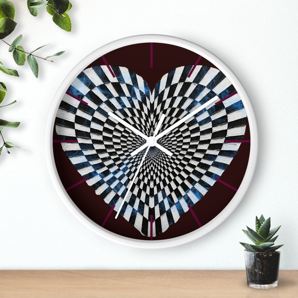 Optical Heart Wall Clock —Checkerboard Illusion