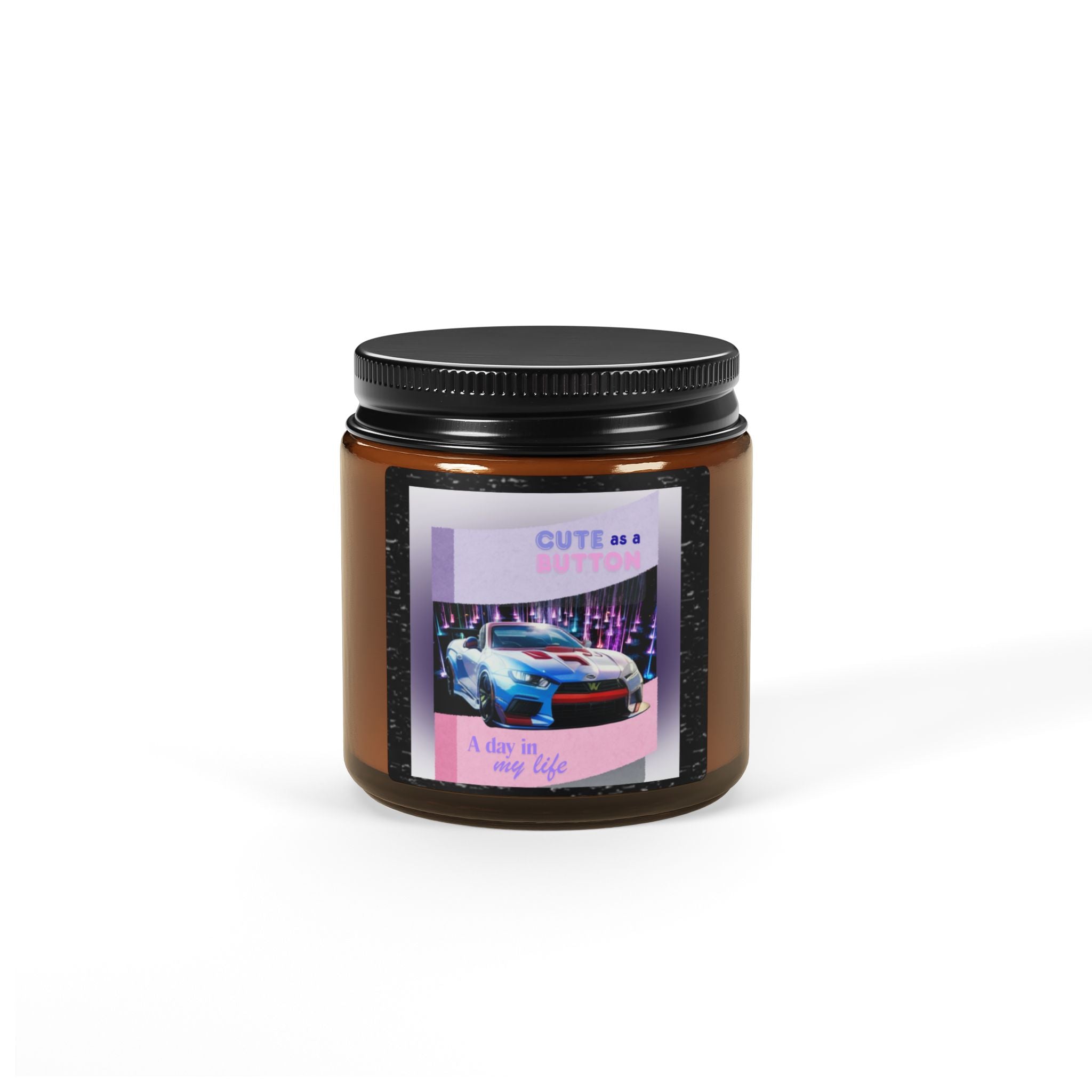 Soy Candle — 'Cute as a Button' Car Night Scented Amber Jar