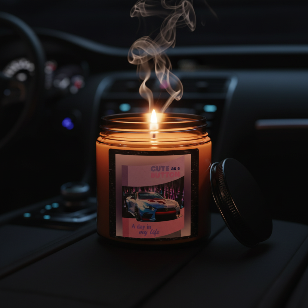 Wisps of light smoke curl upwards. The background is a very dark, out-of-focus hint of a luxury car interior dashboard at night, emphasizing the 'Car Night' theme.  