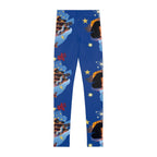 Christmas Nativity Youth Leggings – 'Now' Blue Nativity Print AOP