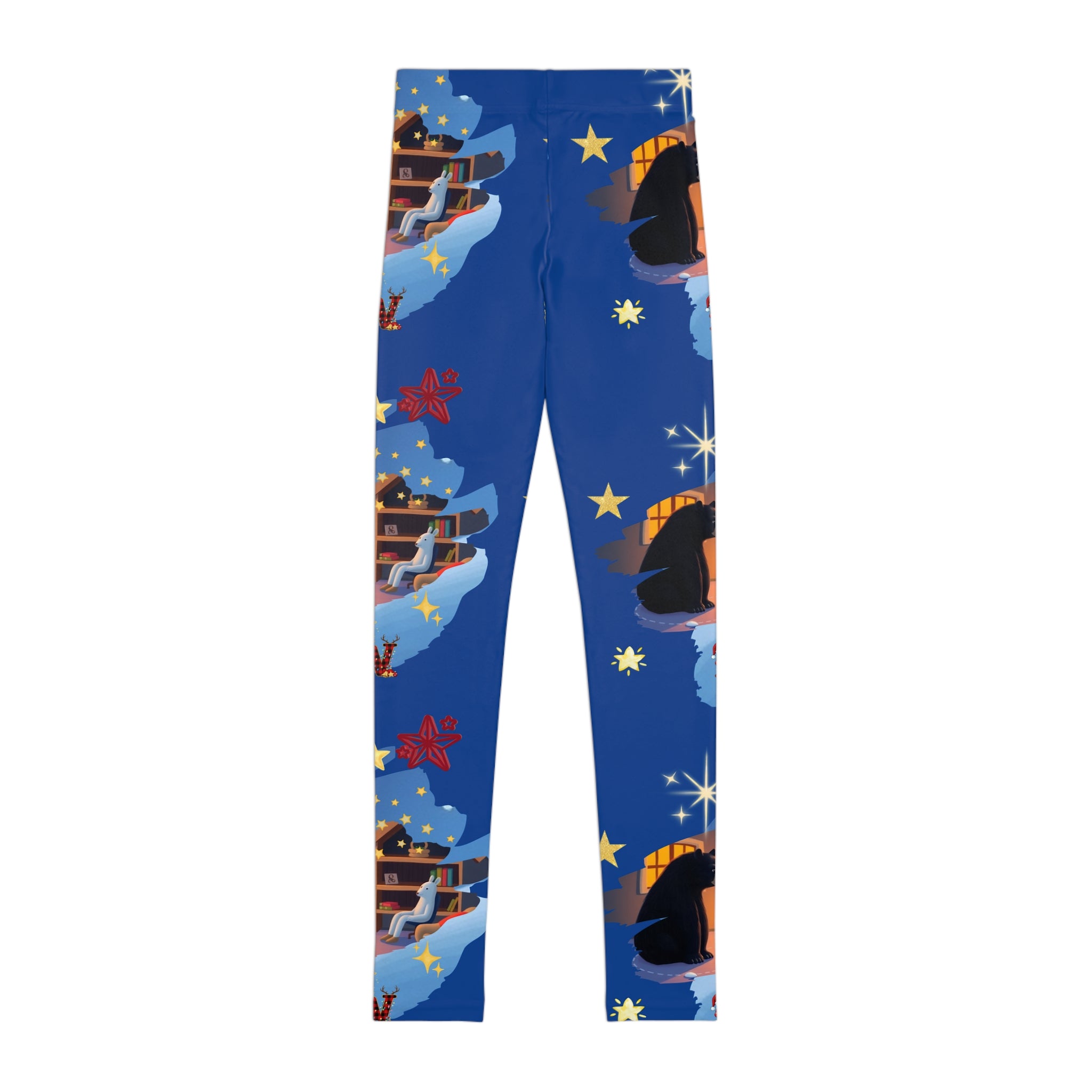 Christmas Nativity Youth Leggings – 'Now' Blue Nativity Print AOP