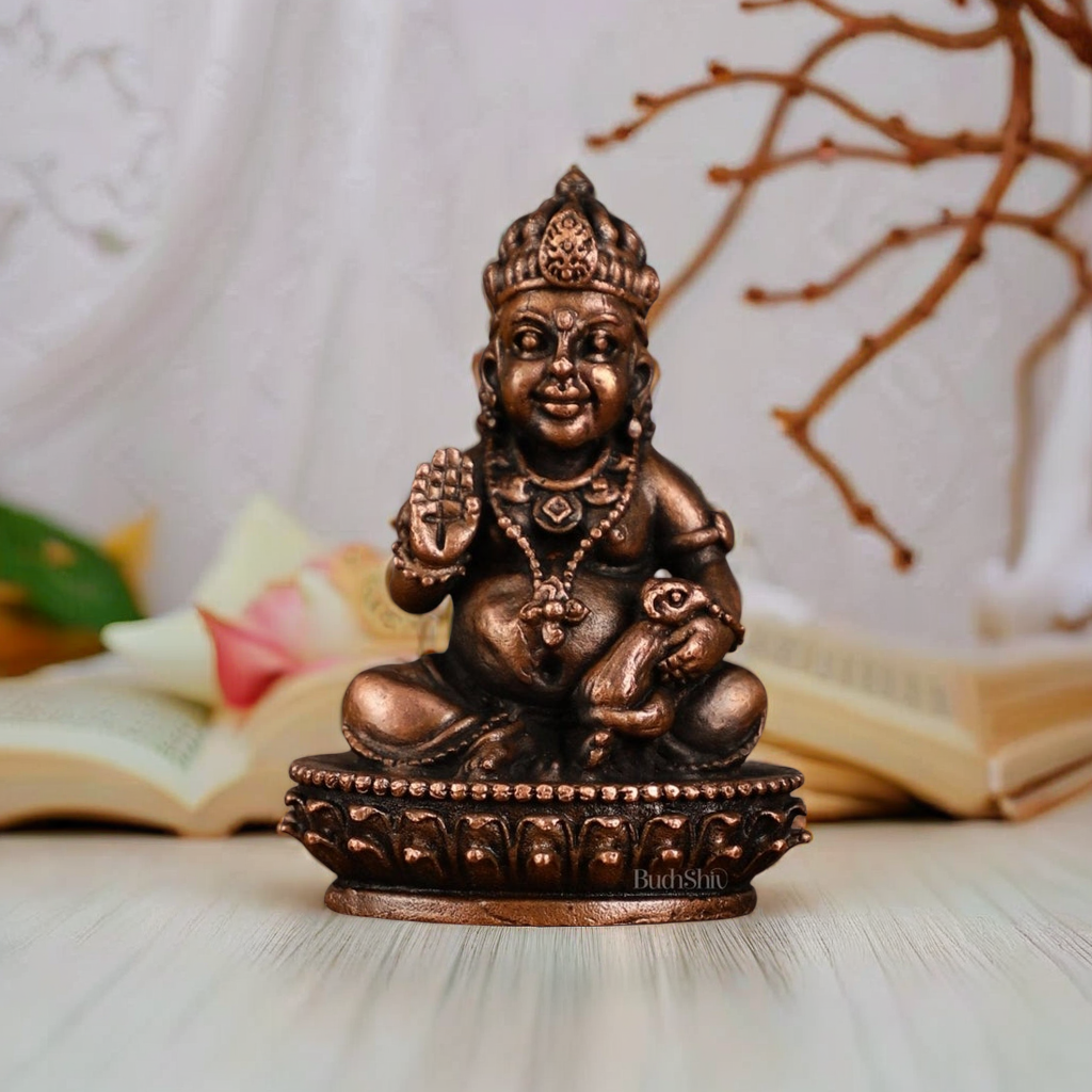 Handmade Bronze Kubera, God of Fertility Statue -