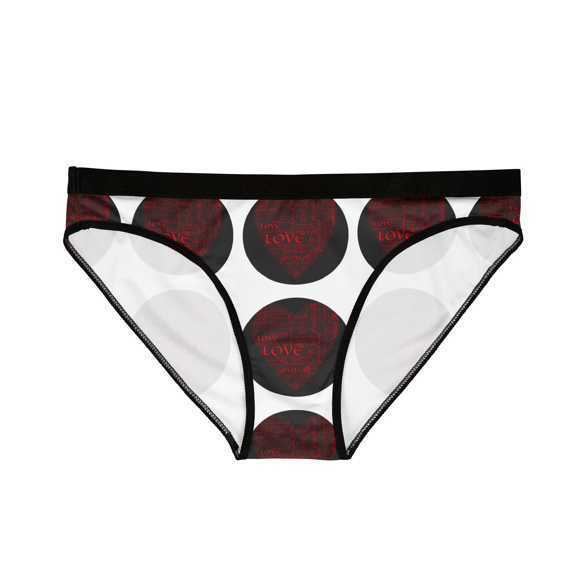 Women's Bikini Underwear — Black Polka Dot 'Love' Print