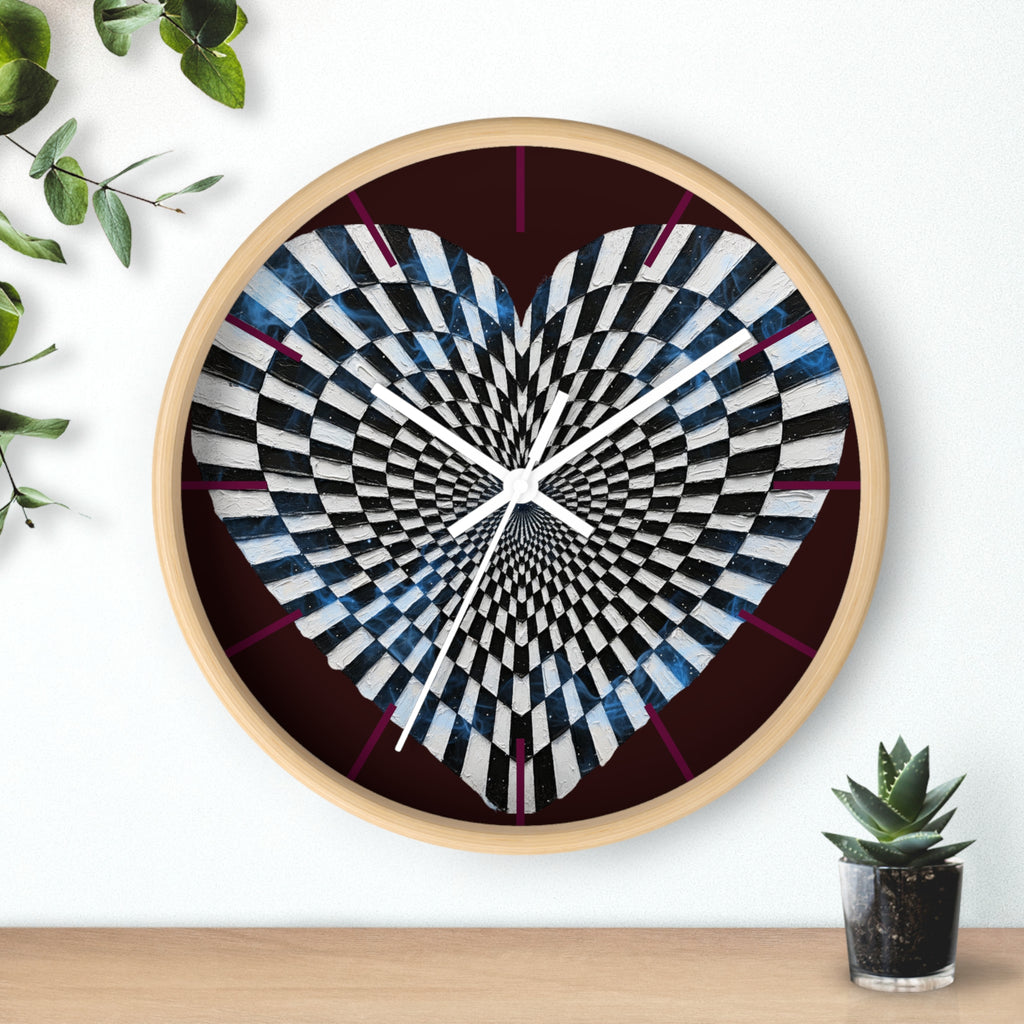 Optical Heart Wall Clock —Checkerboard Illusion