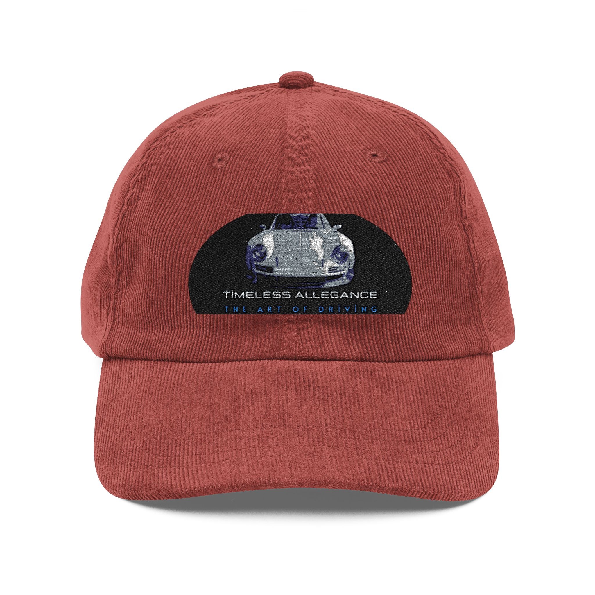 Embroidered Vintage Corduroy Cap — Retro Washed Baseball Hat with Crest Patch