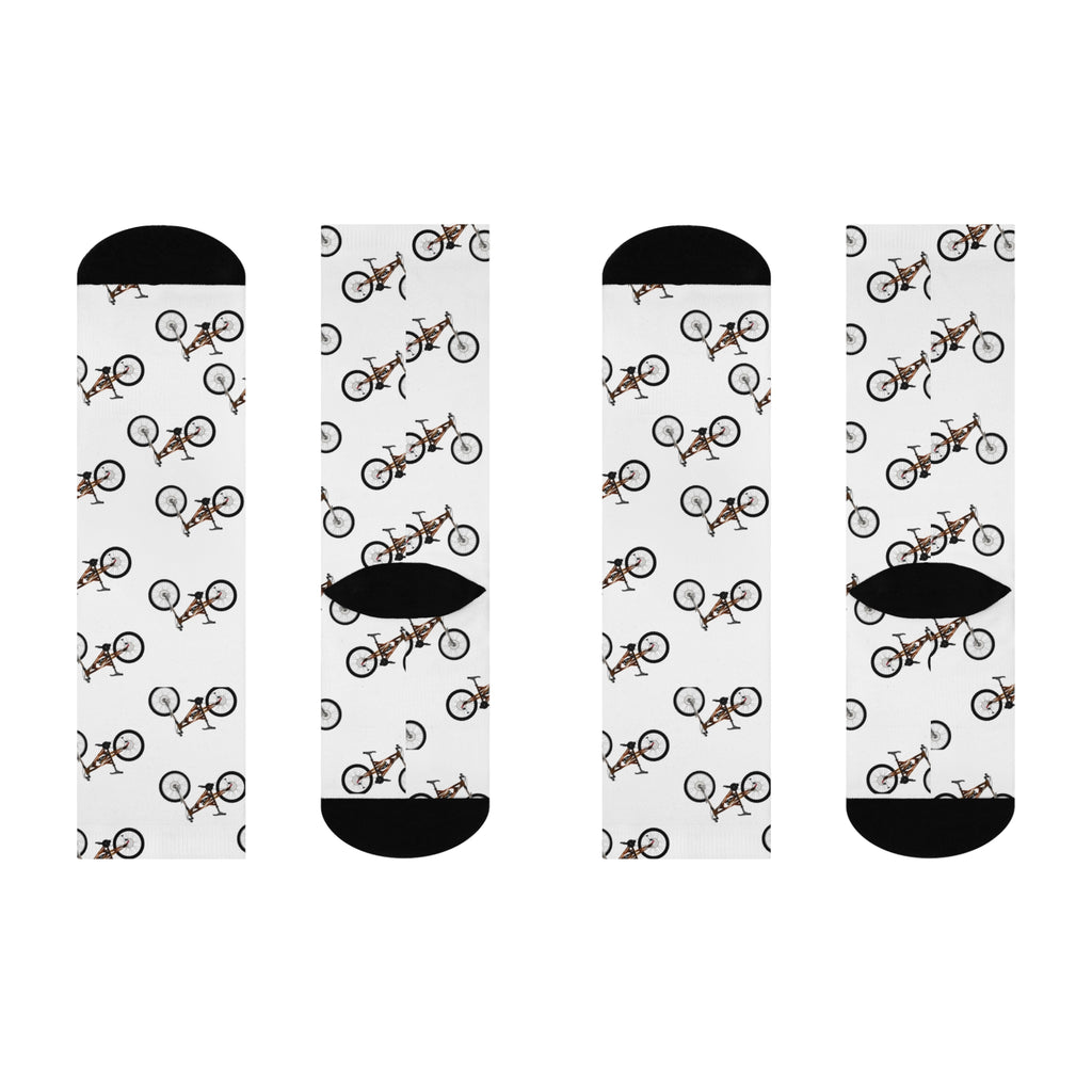 Bicycle Pattern Cushioned Crew Socks — Cozy Cycling Gift