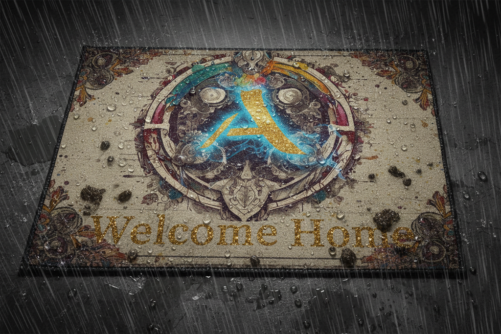Dramatic Ad

A cinematic close-up shot of the mat during a rainstorm. Water beads off the heavy-duty fibers, and mud is visibly trapped in the deep grooves, showcasing its functionality. The words 'WELCOME HOME' shine defiantly through the elements. Moody, high-contrast studio lighting highlights the rugged texture.