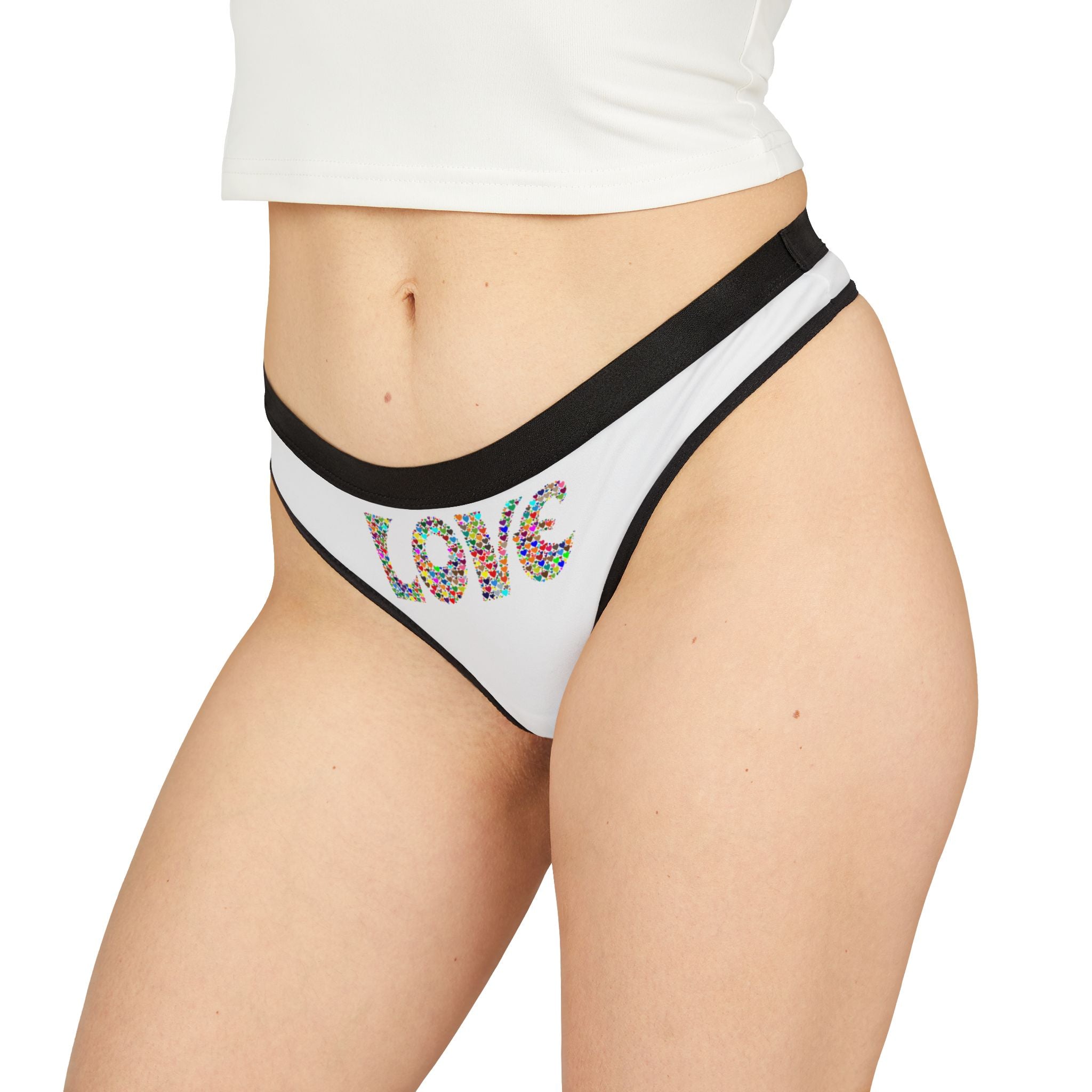  gölgelerinin üzerine düştüğü, Love baskılı modern thong.