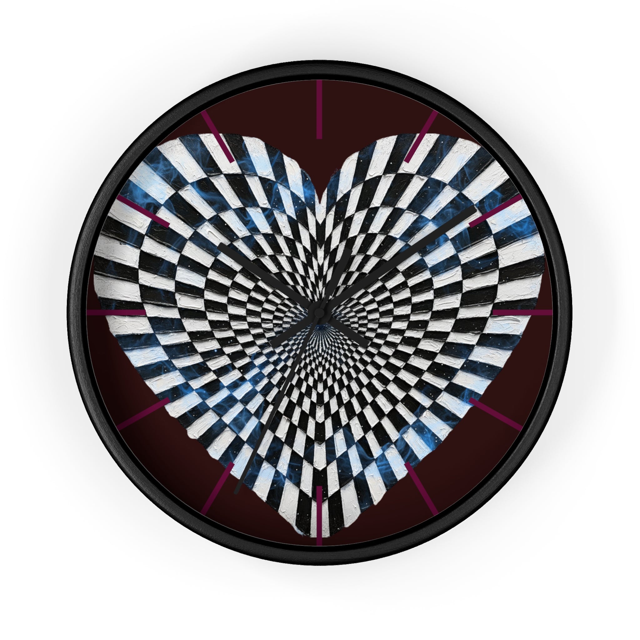 Optical Heart Wall Clock —Checkerboard Illusion
