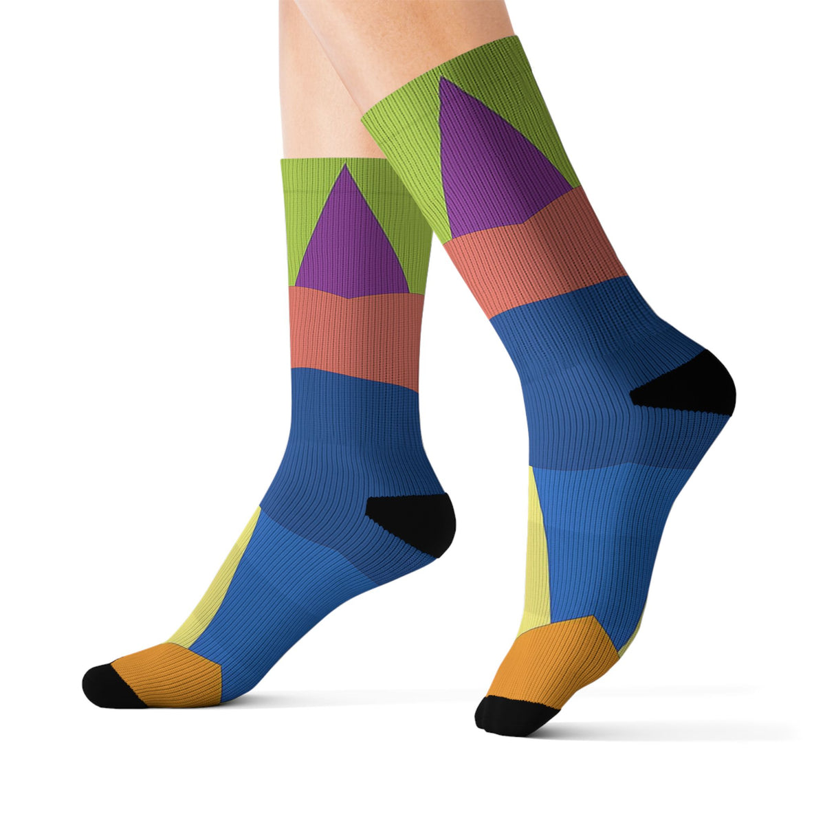 Abstract Geometric Prism Crew Socks