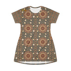 Vintage Mandala Boho T‑Shirt Dress